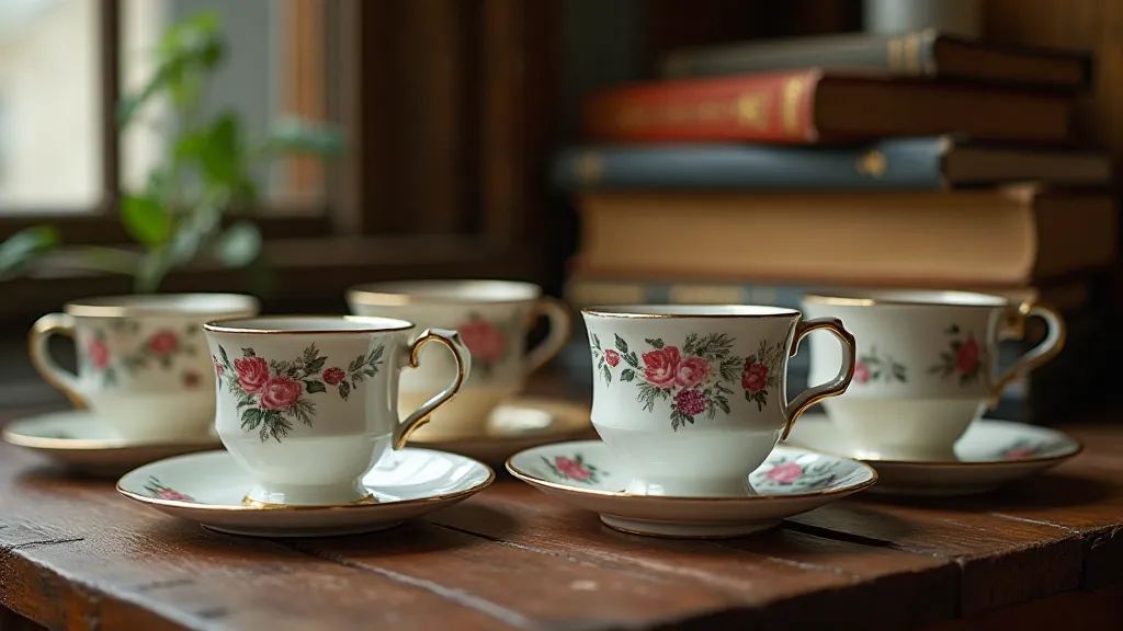 Collection of antique teacups.
