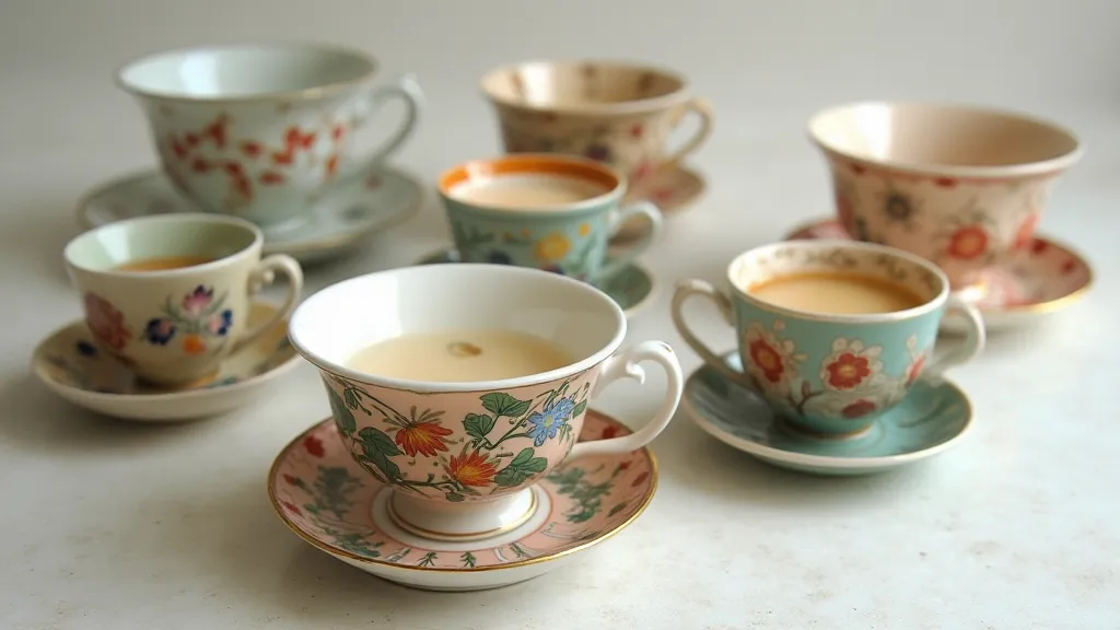 Group of Art Deco tea cups