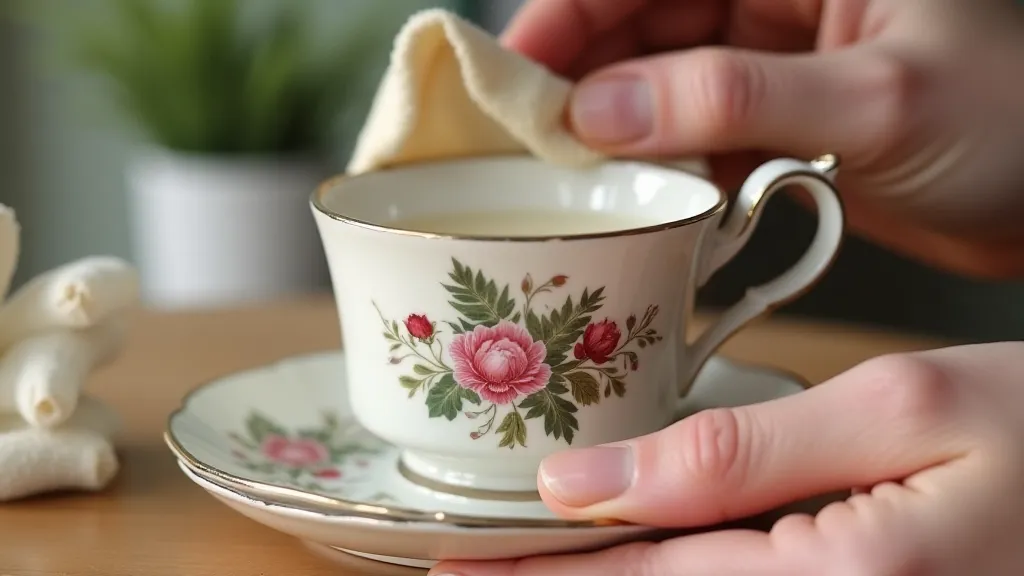 Cleaning an antique tea cup