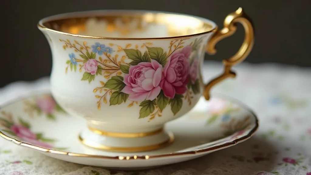 Early Coalport teacup with floral design
