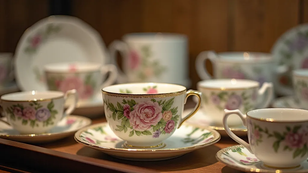 Variety of Crown Staffordshire tea cups