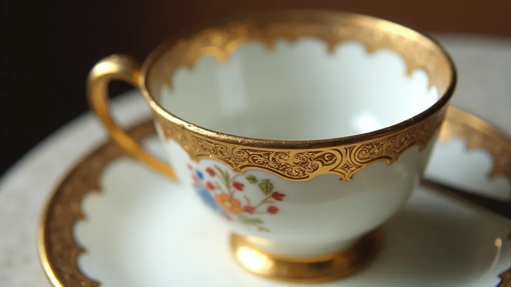 Burnished gold gilding on an antique Derby tea cup