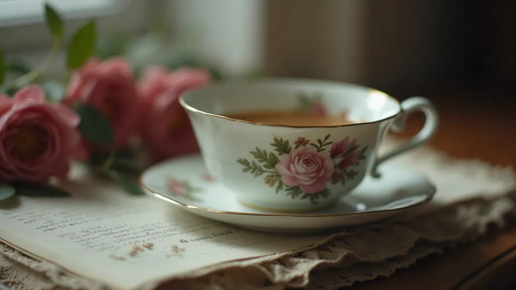 Antique floral tea cup