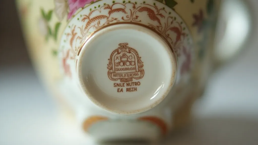 Close-up of a Minton factory mark