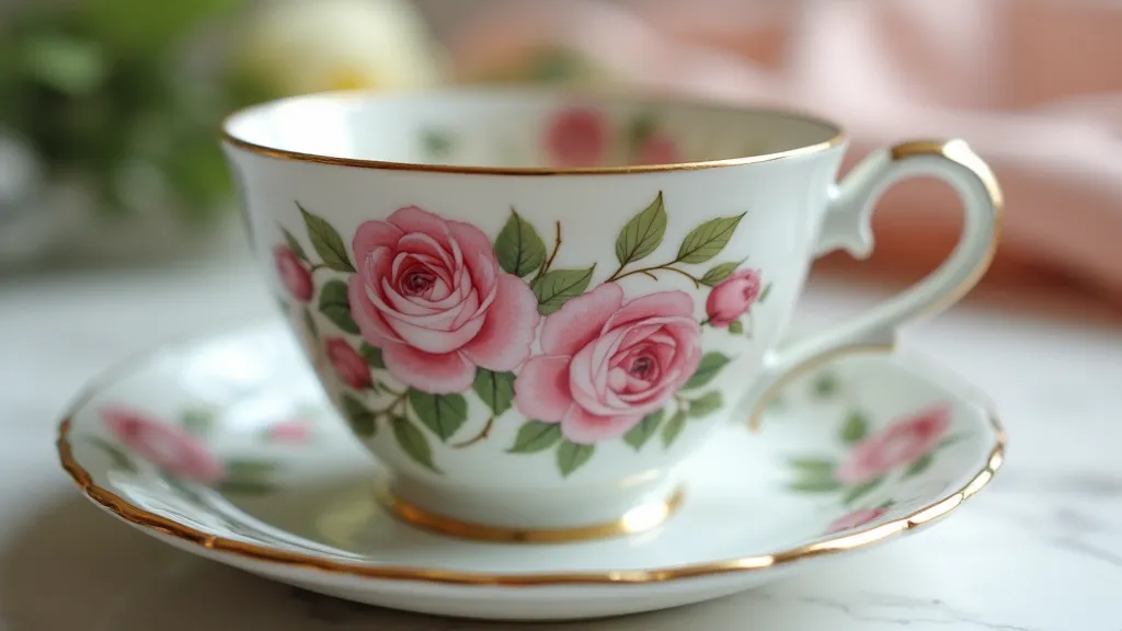 A delicate Minton Secessionist tea cup with intricate hand-painted floral design