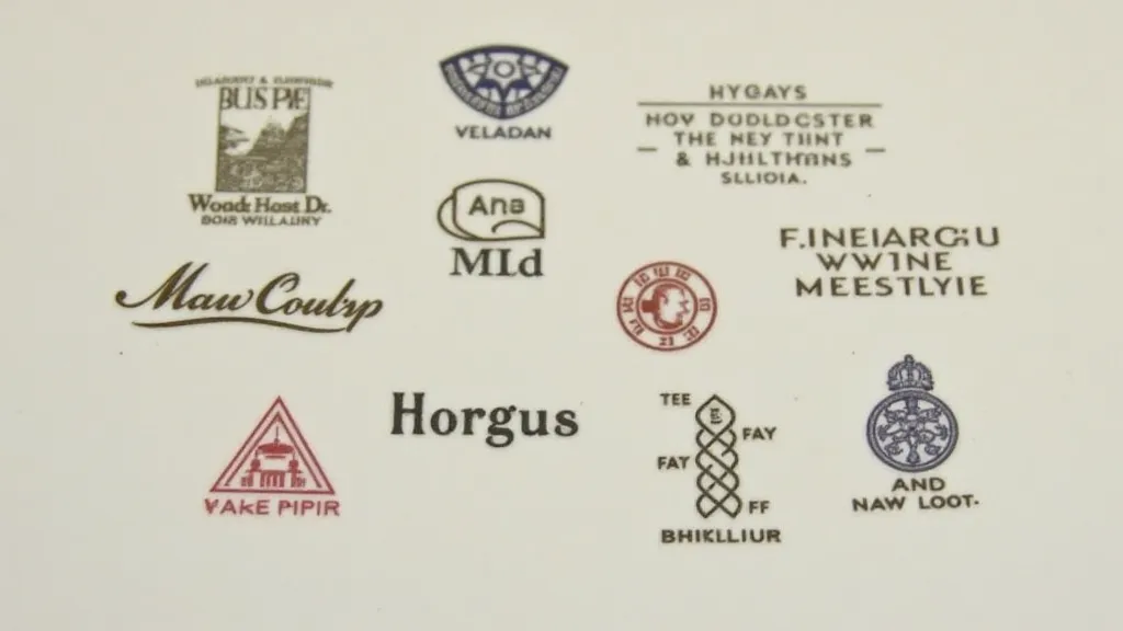 Various antique tea cup manufacturer marks