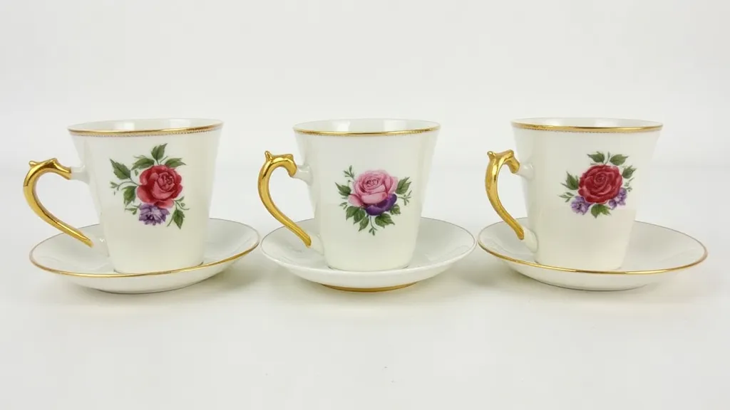 Variations in Old Country Roses tea cups through production eras