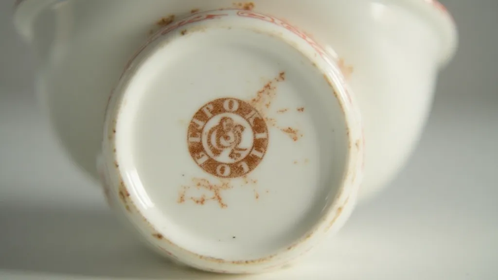 Close-up of a Spode mark on a tea cup base