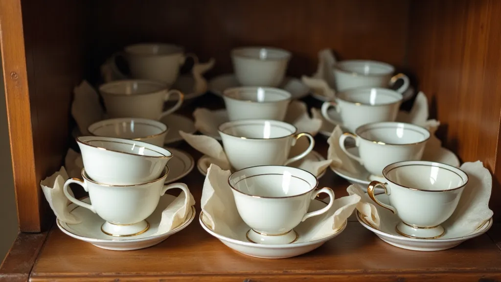 Storing antique tea cups