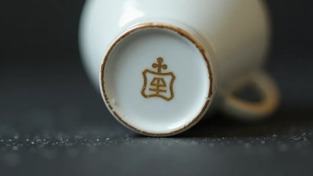 Underside of antique teacup showing manufacturer's mark.