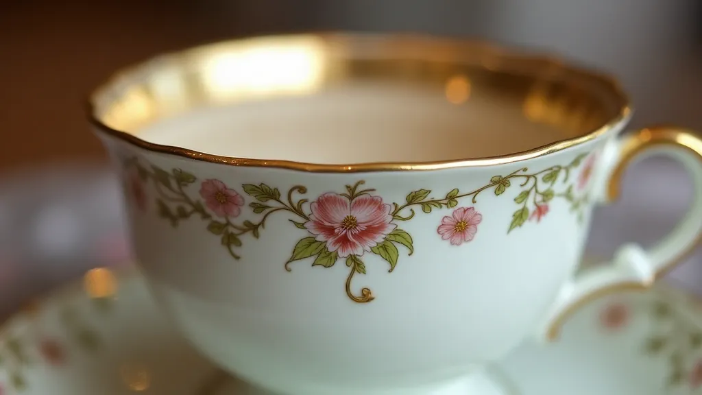 Detailed gold gilding on a Victorian era china cup
